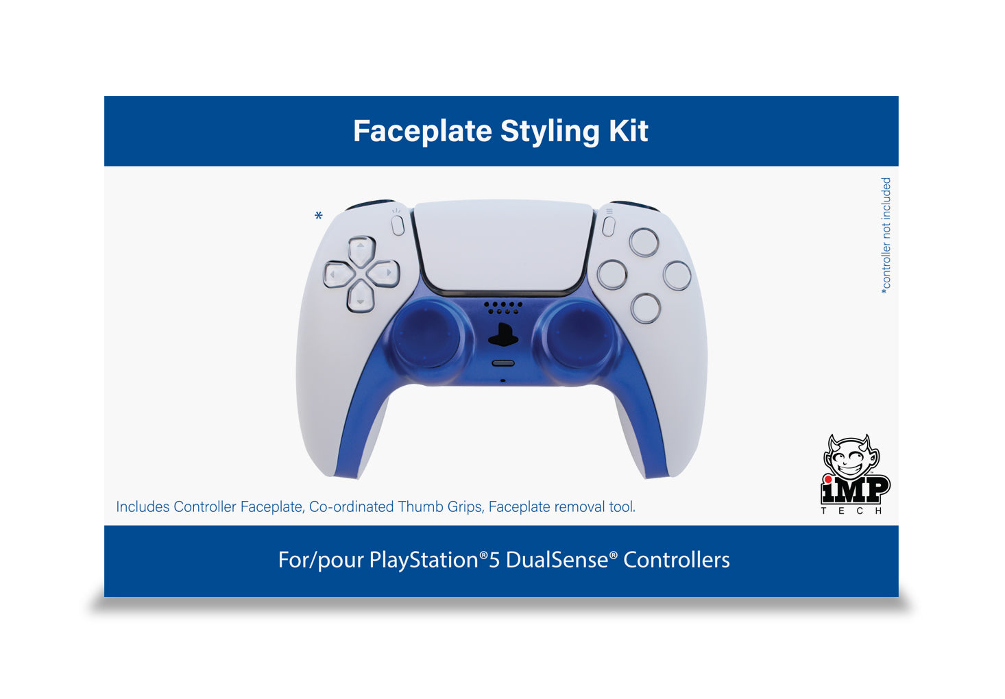 PS5 Controller Styling Kit - Includes Faceplate & Thumb Grips - Shock Blue