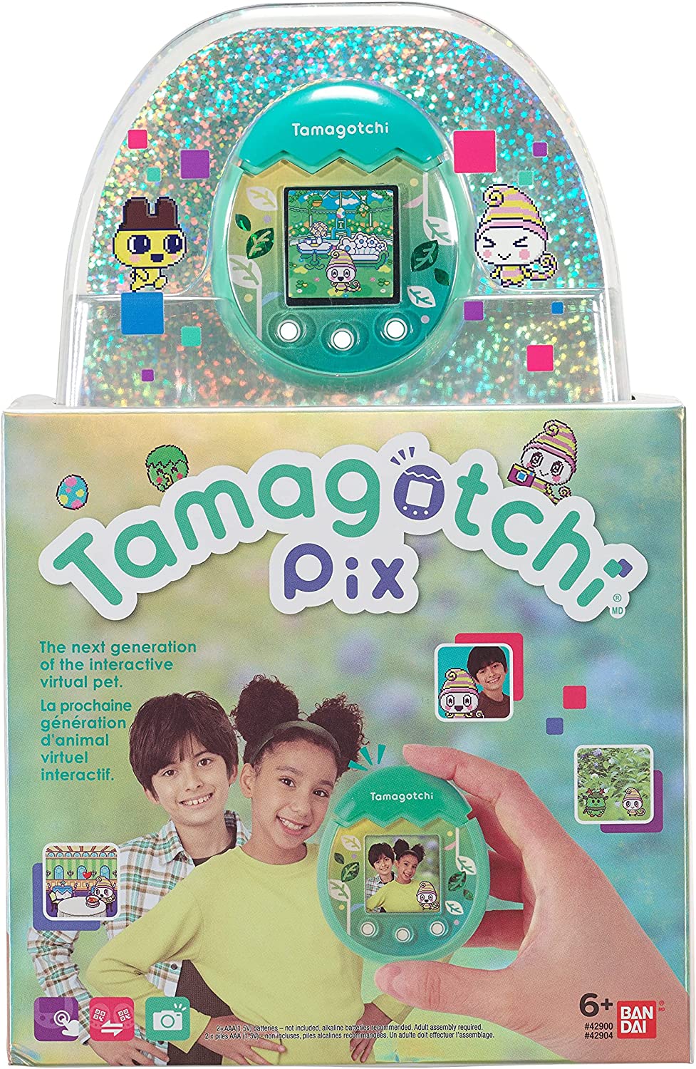 Bandai Original Tamagotchi Pix Electronic Virtual Pet Machine Color Screen Interactive E-pet Game