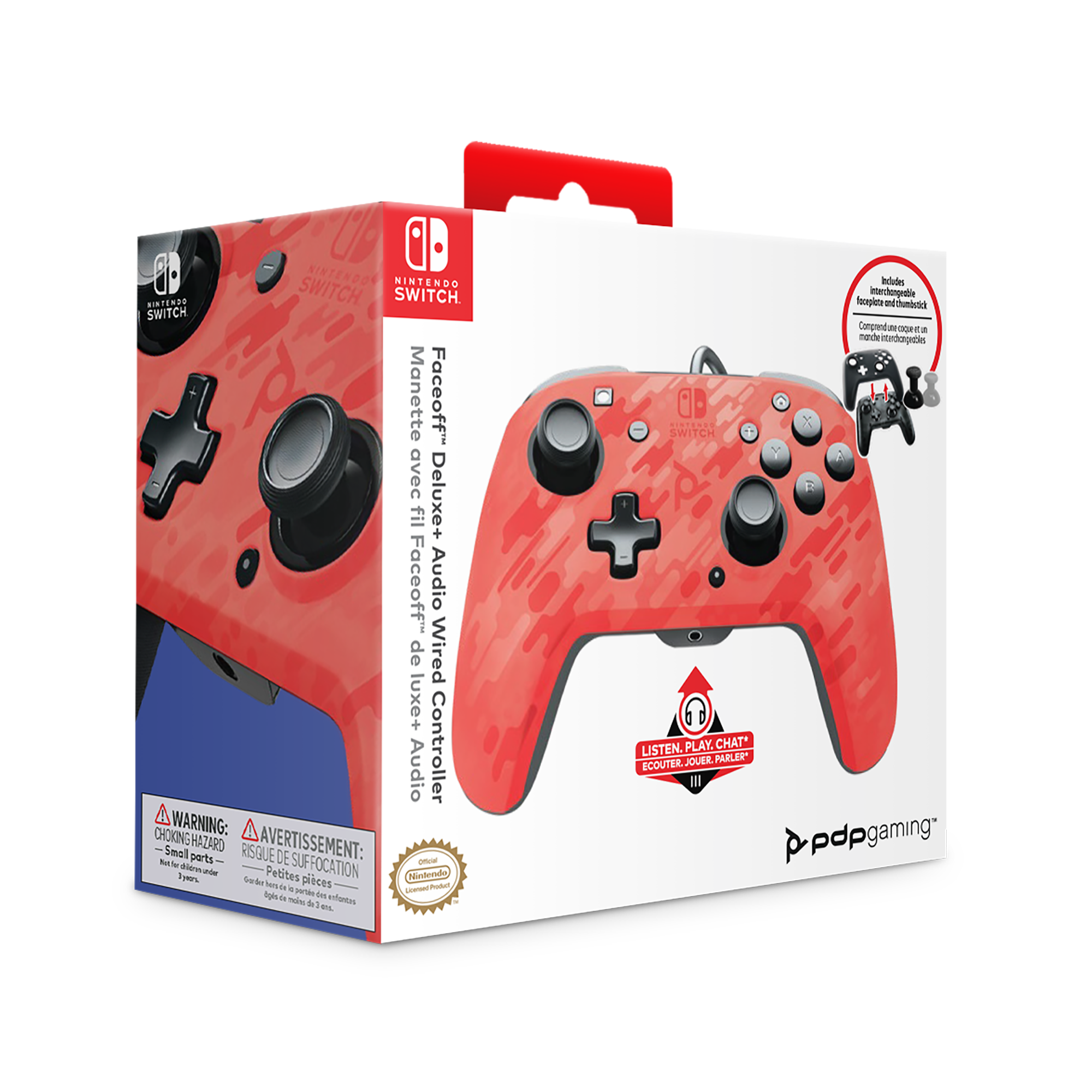 PDP Nintendo Switch Faceoff Deluxe + Audio Wired Controller - Red Camo