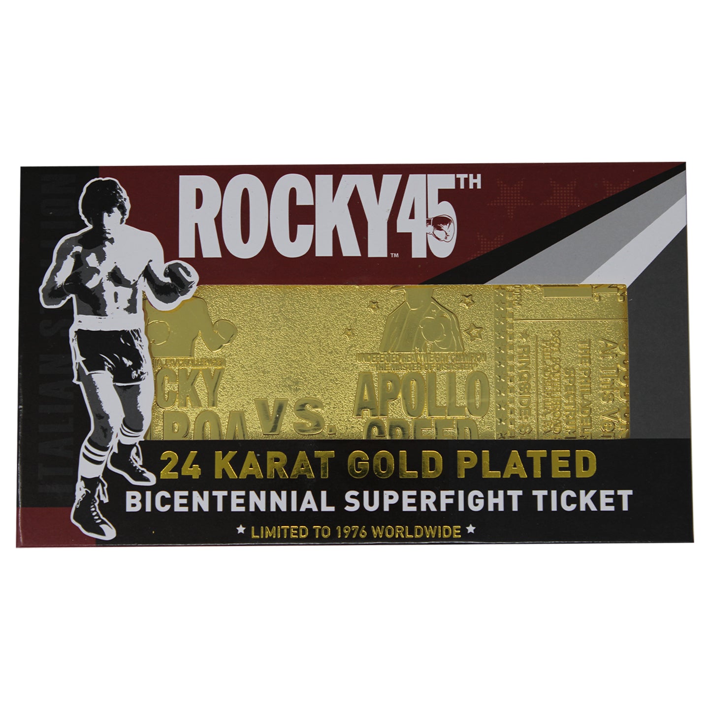 Rocky 45th Anniversary 24K Gold Plated Fight Ticket