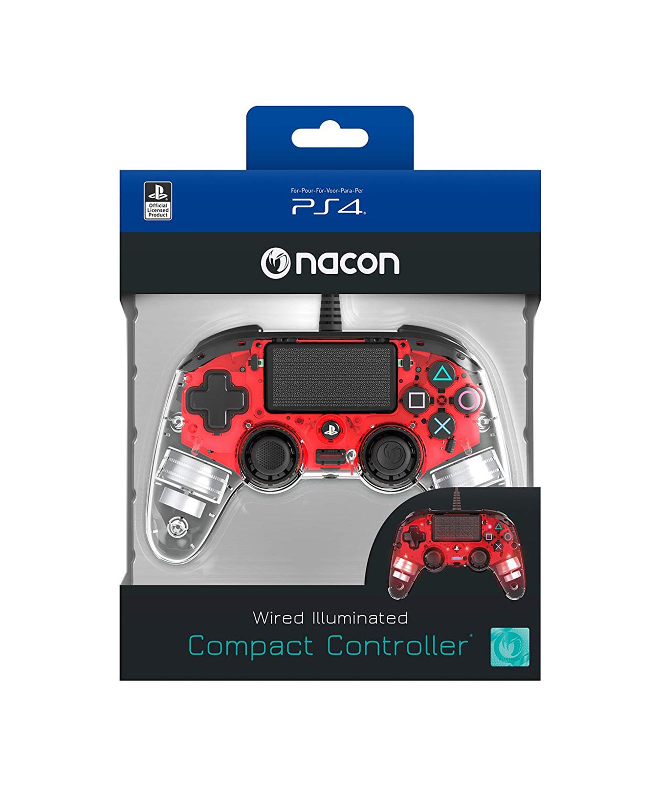 Nacon Ps4 Compact Ctrl Red Le