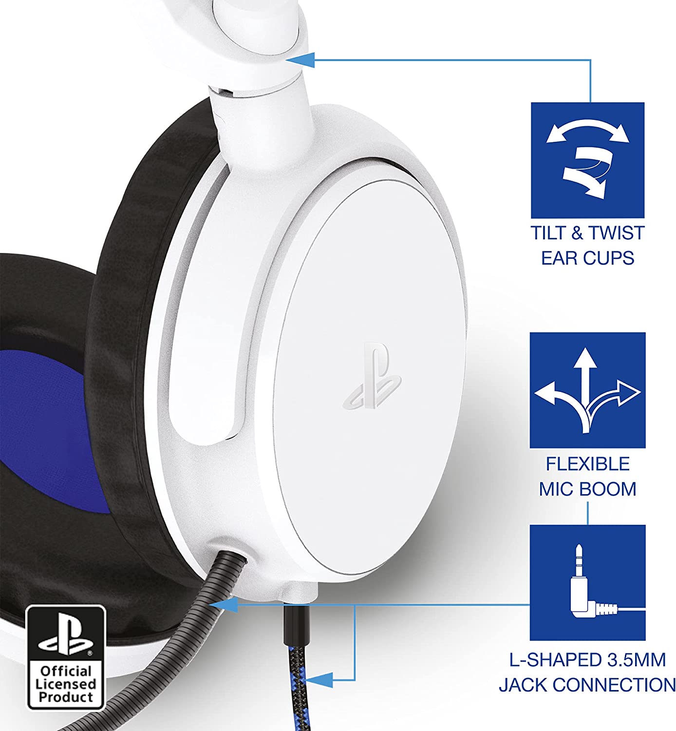 4Gamers PRO4-50s Stereo Gaming Headset - White (PS4)