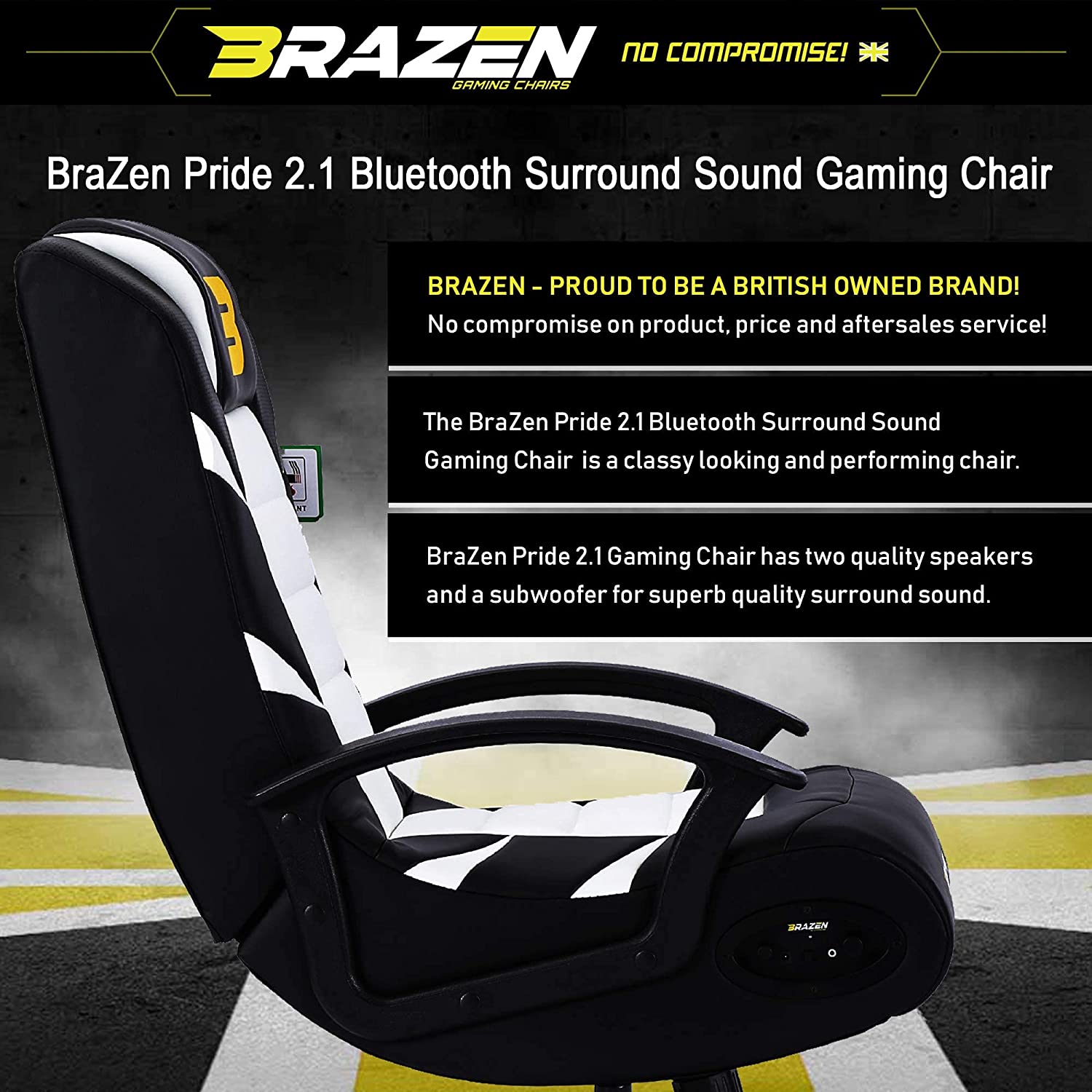 Brazen Pride 2.1 Bluetooth Surround Gaming Chair - White